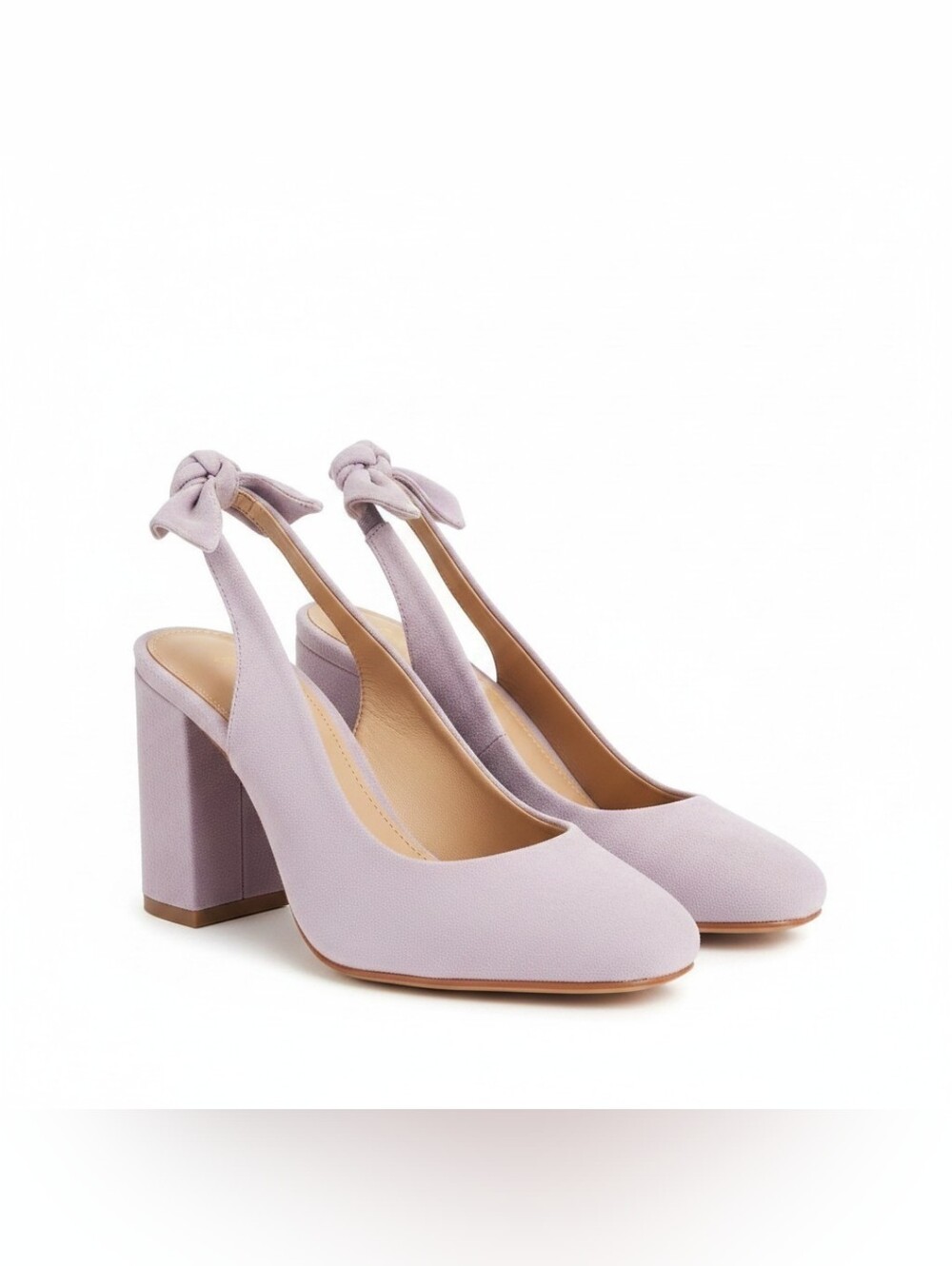 Anthropologie Lavender Knot Slingback Block Heels Suede Women's Size 6m